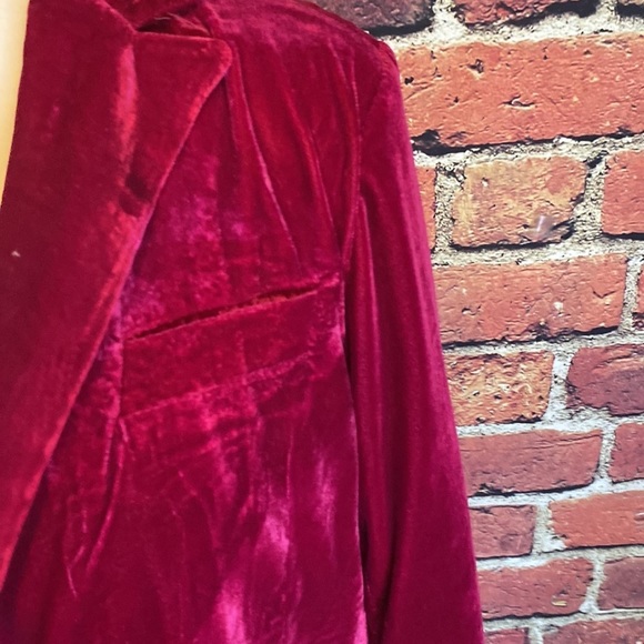 Sans Souci Pink Fuchsia Velvet Plush Double Breasted Blazer Size S - Picture 8 of 10